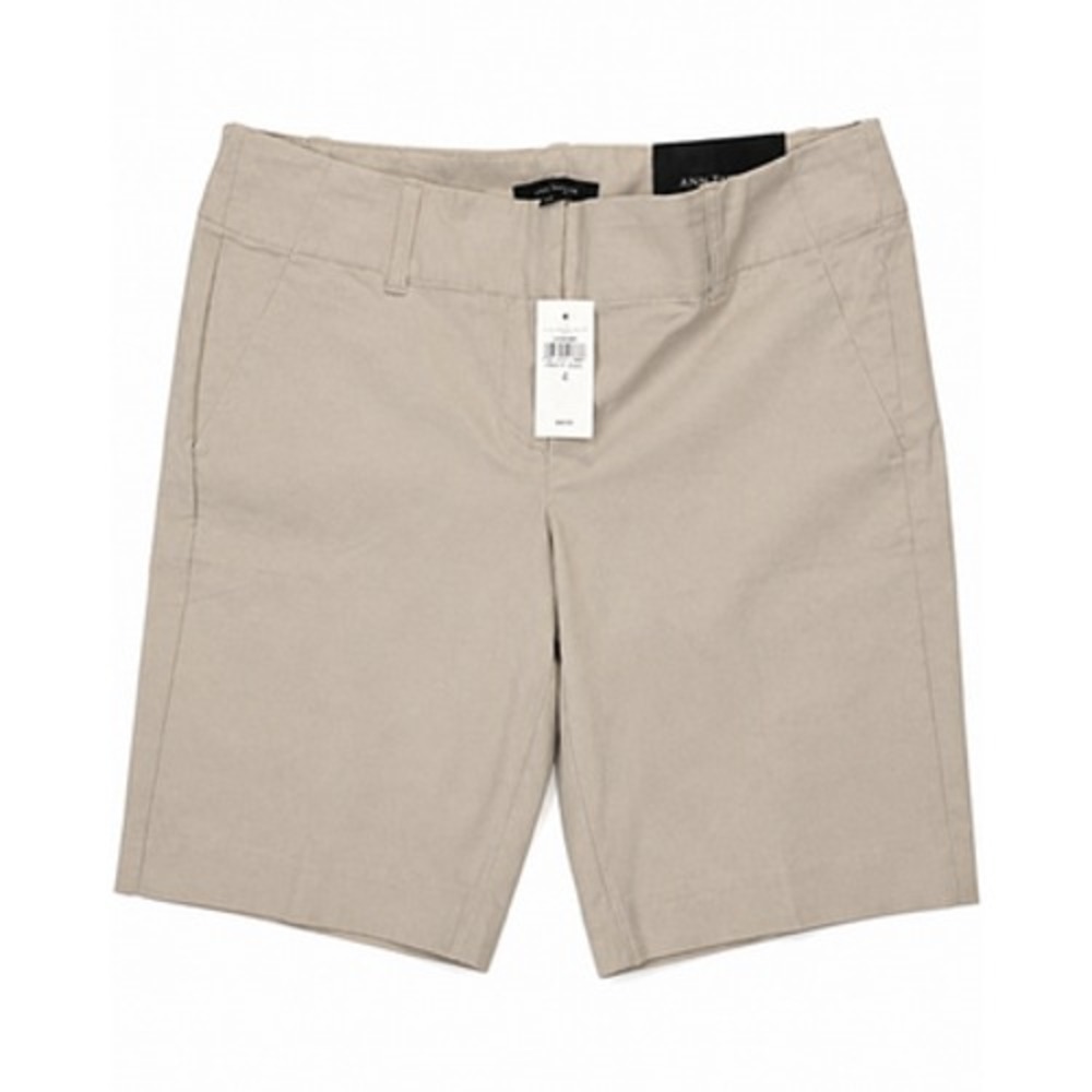 Ann Taylor Boardwalk Shorts Tan Khaki Modern Fit Tailored Stretch Size 4 NEW